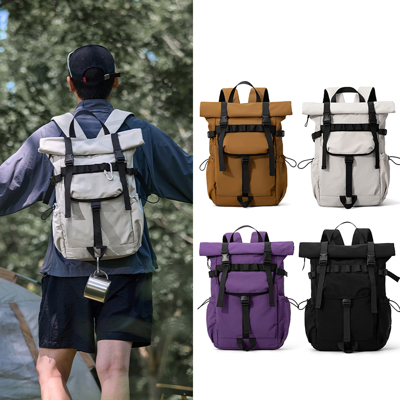 Hiking Backpack Waterproof - Neuer Herren-Rolltop-Rucksack, erweiterbar, Reiserucksack, Laptop-Rucksack, Outdoor,