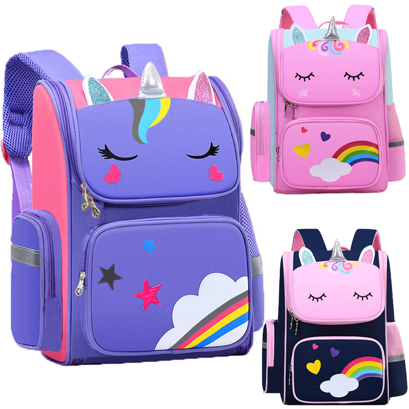 School Backpack Teen - Kinderrucksack für Mädchen Einhorn Kinder-Bücherrucksack Regenbogen-Augen