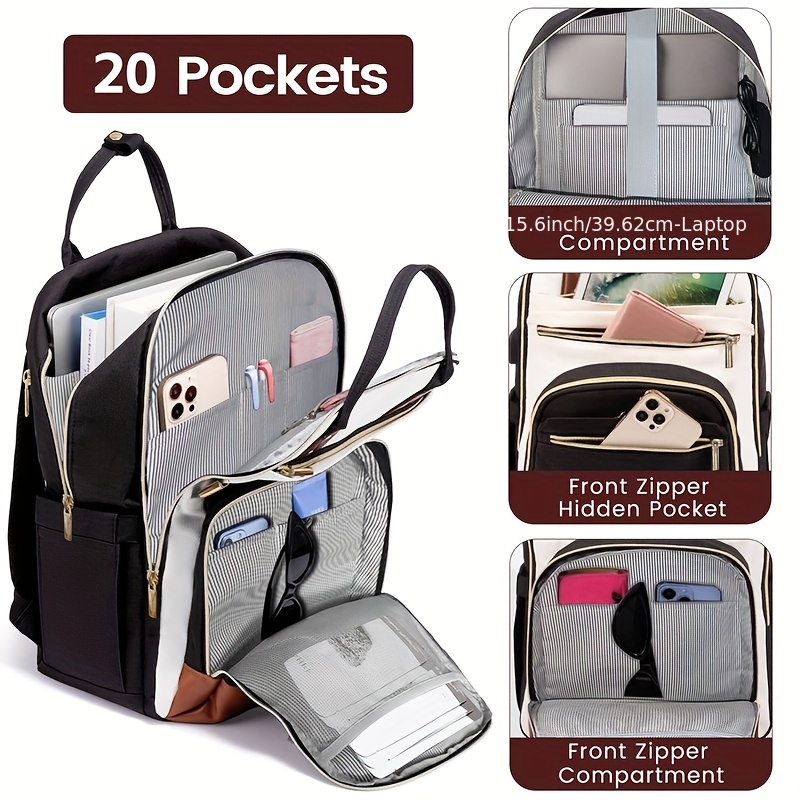 Laptop Backpack 15.6 - Zweifarbiger Laptop-Rucksack für Damen, wasserabweisende, niedliche